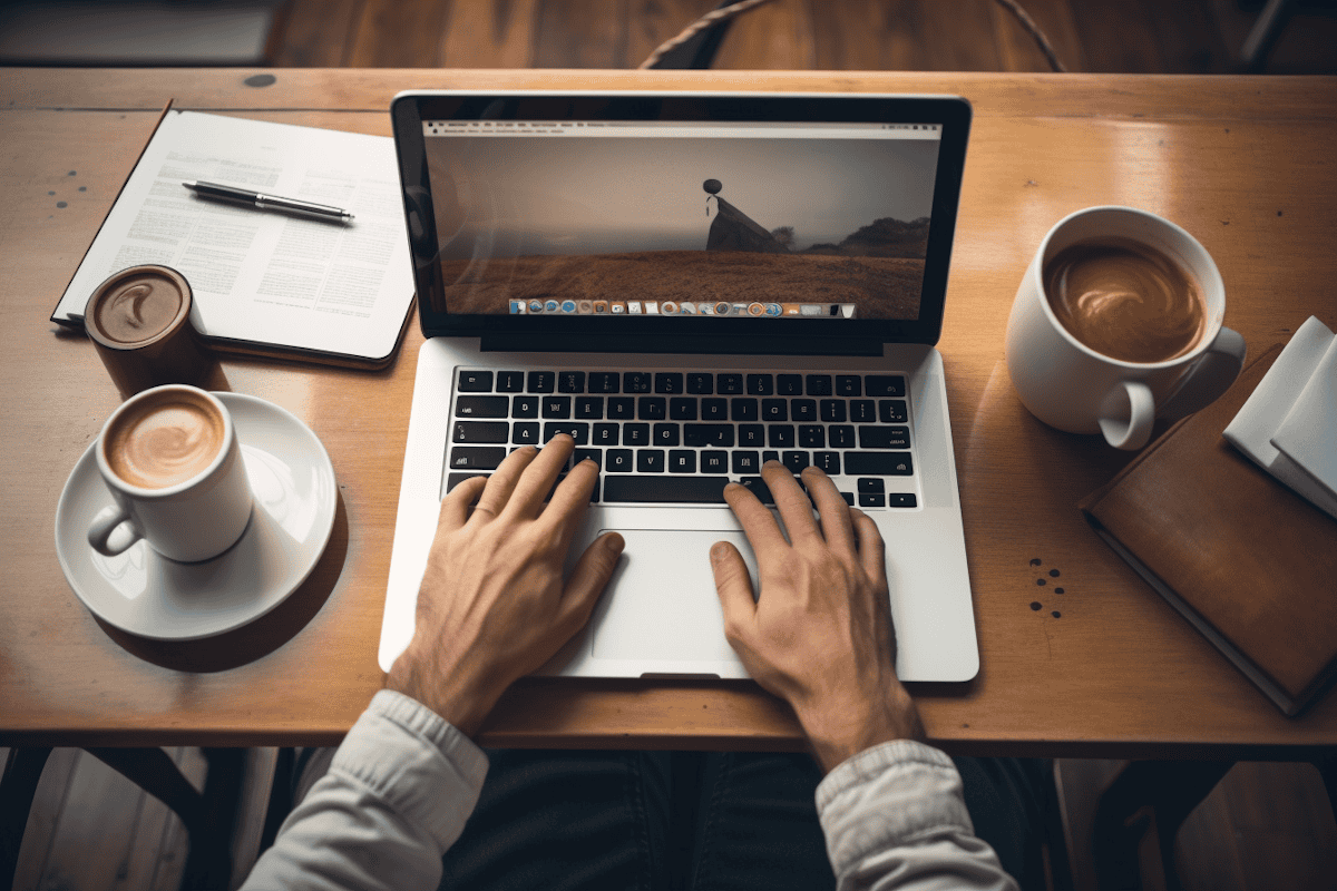 Engaged professional at a desk with coffee and paperwork, representing expert accounting services for small businesses.