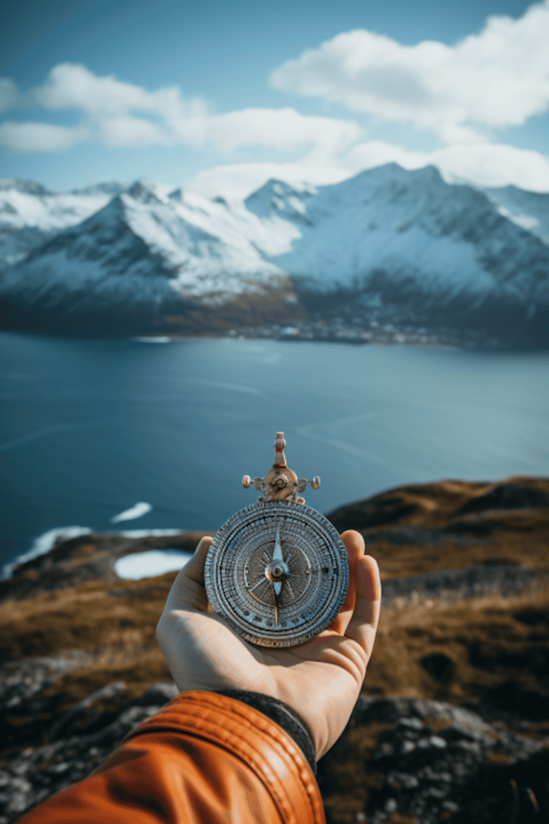 Compass and mountains illustrating navigation, precision, and guidance for small business accounting